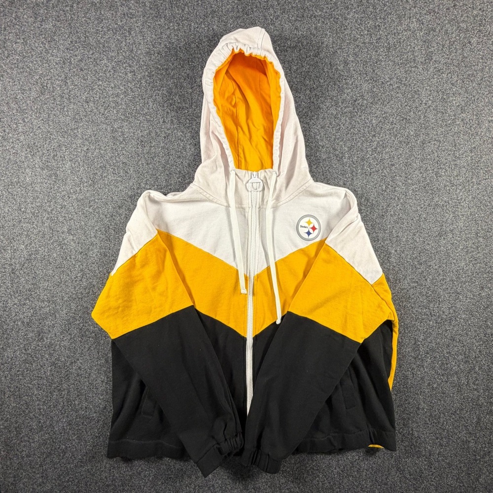 Tommy Hilfiger Medium NFL Pittsburgh Steelers Oversize Cropped Hoodie Colorblock